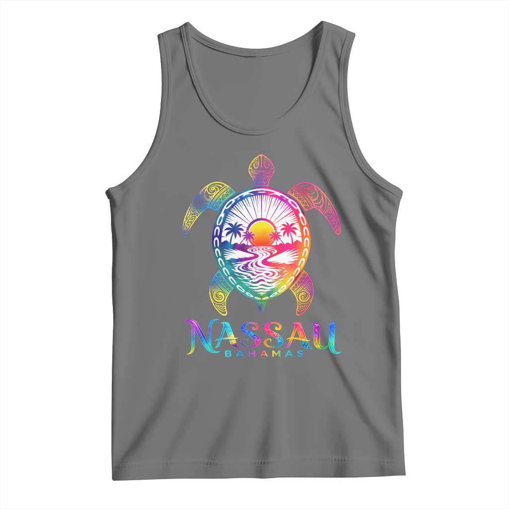 Nassau Bahamas Beach Vacation Tank Top Tie Dye Sea Turtle TS11 Black Heather Print Your Wear