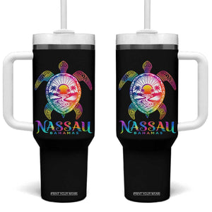 Nassau Bahamas Beach Vacation Tumbler With Handle Tie Dye Sea Turtle TS11 One Size: 40 oz Black Print Your Wear