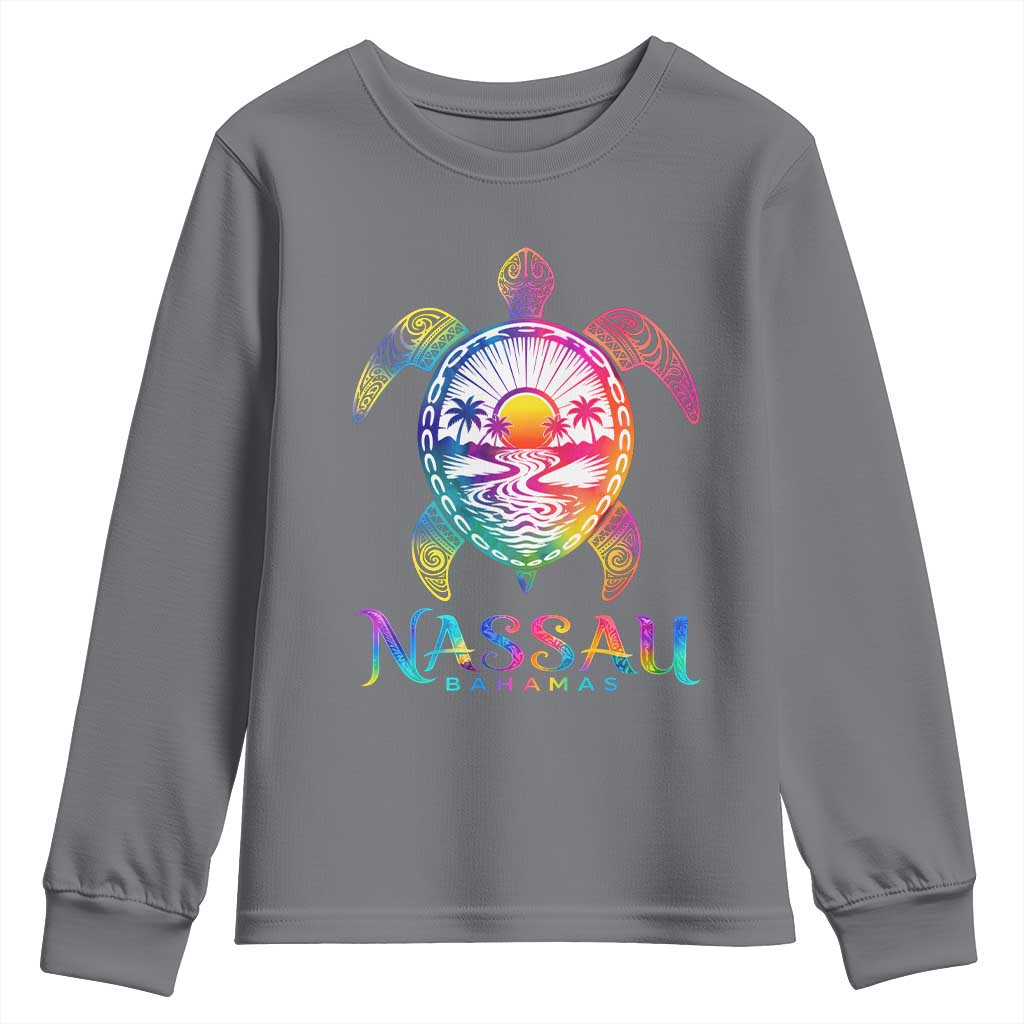 Nassau Bahamas Beach Vacation Youth Sweatshirt Tie Dye Sea Turtle TS11 Charcoal Print Your Wear