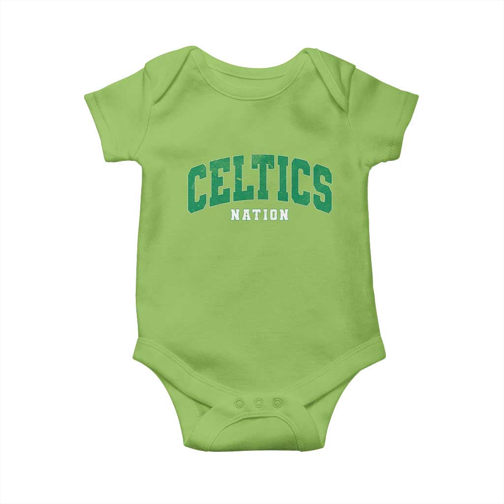 Celtic Nation Baby Onesie Sports Varsity Aesthetic Letters Cap TS11 Lime Print Your Wear