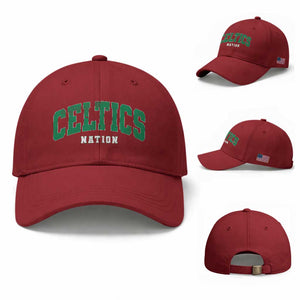 Celtic Nation Baseball Cap Sports Varsity Aesthetic Letters Cap TS11 Baseball Cap Universal Fit Cherry Red Print Your Wear