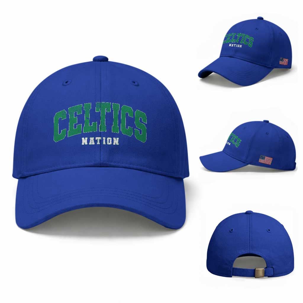 Celtic Nation Baseball Cap Sports Varsity Aesthetic Letters Cap TS11 Baseball Cap Universal Fit Royal Blue Print Your Wear