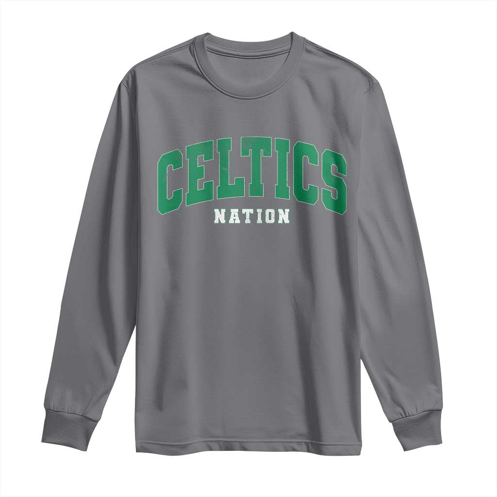 Celtic Nation Long Sleeve Shirt Sports Varsity Aesthetic Letters Cap TS11 Charcoal Print Your Wear