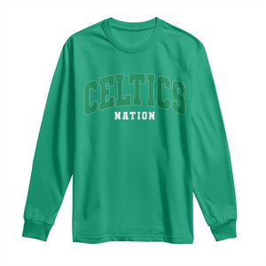 Celtic Nation Long Sleeve Shirt Sports Varsity Aesthetic Letters Cap TS11 Irish Green Print Your Wear