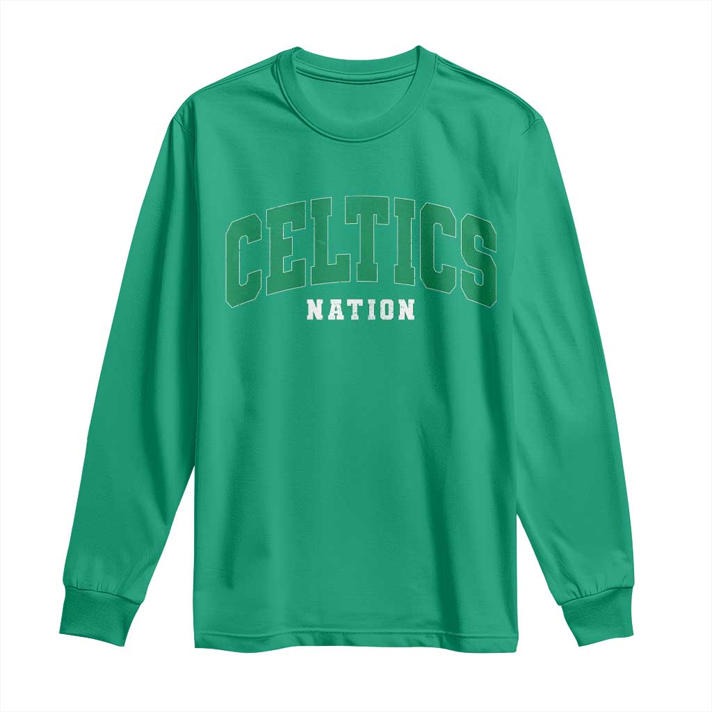 Celtic Nation Long Sleeve Shirt Sports Varsity Aesthetic Letters Cap TS11 Irish Green Print Your Wear