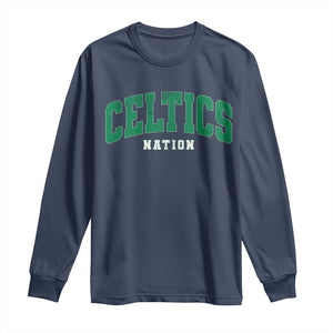 Celtic Nation Long Sleeve Shirt Sports Varsity Aesthetic Letters Cap TS11 Navy Print Your Wear