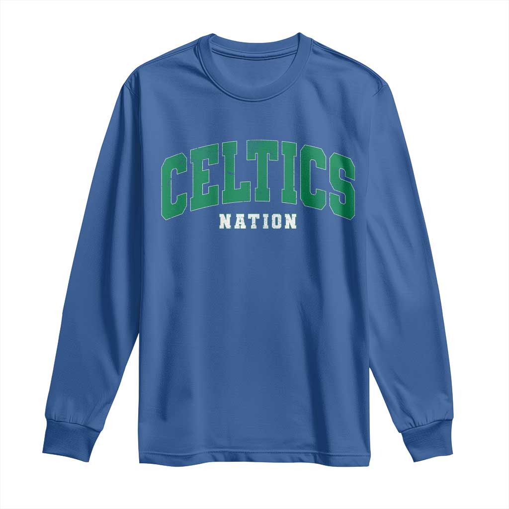 Celtic Nation Long Sleeve Shirt Sports Varsity Aesthetic Letters Cap TS11 Royal Blue Print Your Wear