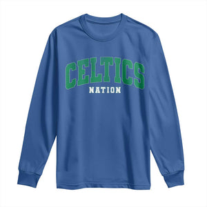 Celtic Nation Long Sleeve Shirt Sports Varsity Aesthetic Letters Cap TS11 Royal Blue Print Your Wear