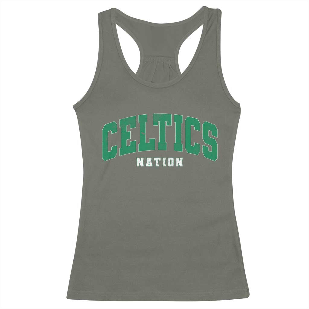 Celtic Nation Racerback Tank Top Sports Varsity Aesthetic Letters Cap TS11 Military Green Print Your Wear