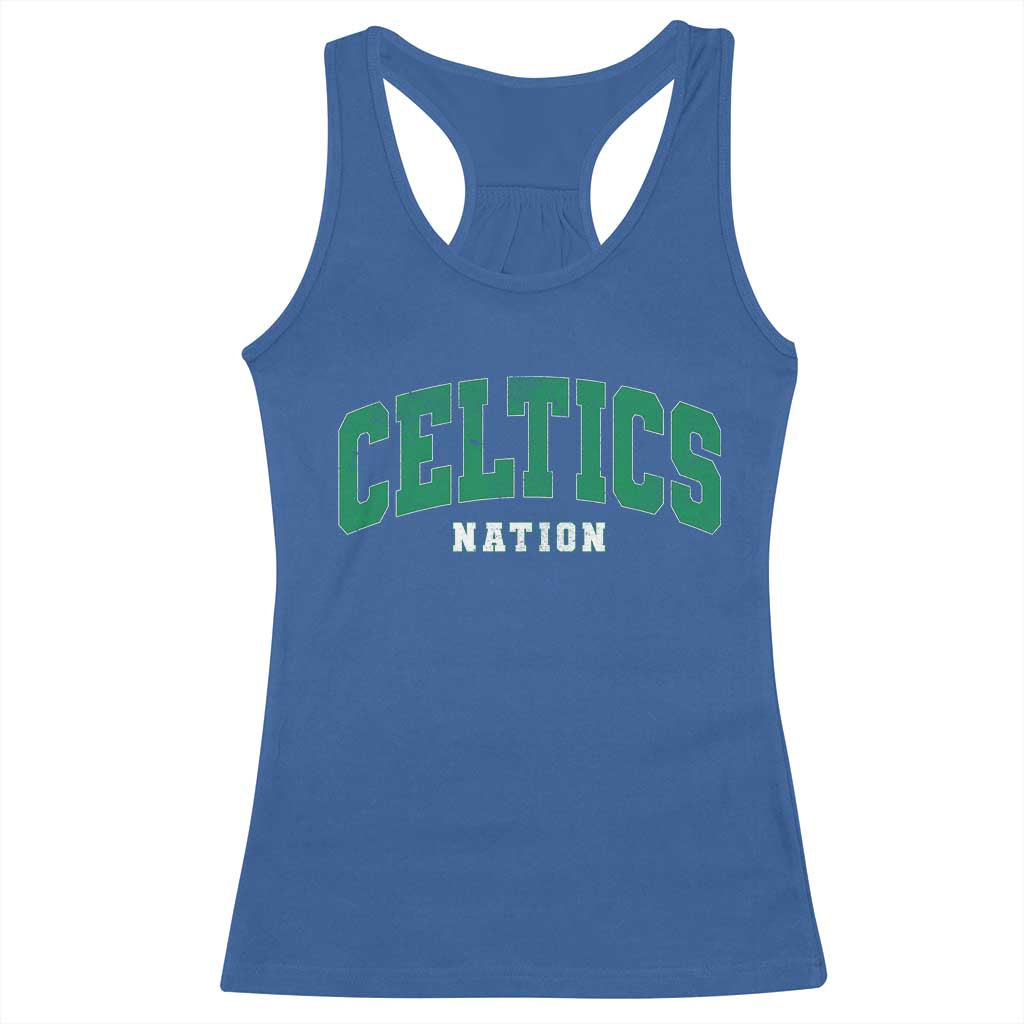Celtic Nation Racerback Tank Top Sports Varsity Aesthetic Letters Cap TS11 Royal Blue Print Your Wear