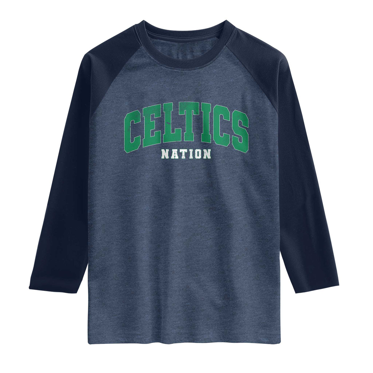 Celtic Nation Raglan Shirt Sports Varsity Aesthetic Letters Cap TS11 Heather Denim Navy Print Your Wear