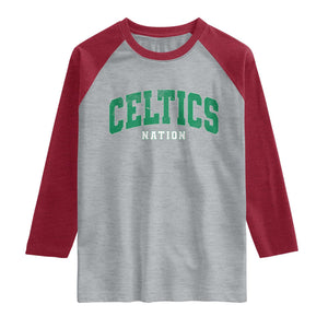 Celtic Nation Raglan Shirt Sports Varsity Aesthetic Letters Cap TS11 Heather Gray Heather Red Print Your Wear