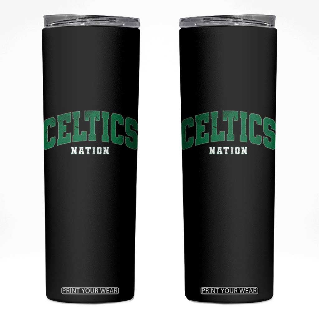 Celtic Nation Skinny Tumbler Sports Varsity Aesthetic Letters Cap TS11 Black Print Your Wear