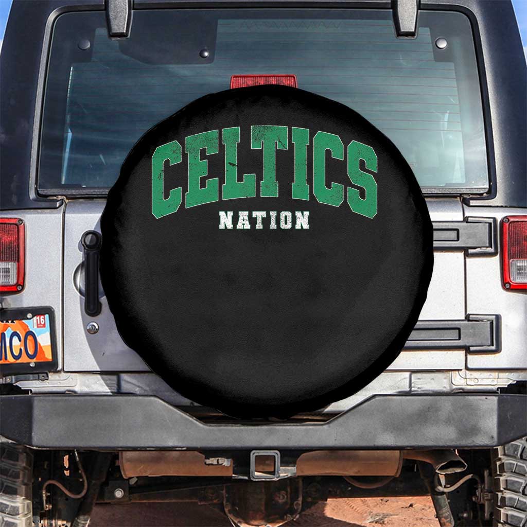 Celtic Nation Spare Tire Cover Sports Varsity Aesthetic Letters Cap TS11 No hole Black Print Your Wear