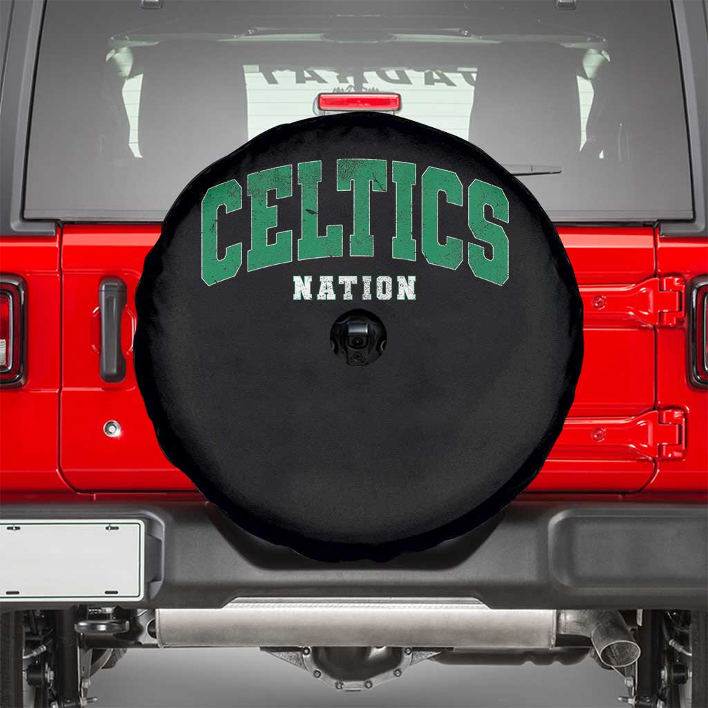 Celtic Nation Spare Tire Cover Sports Varsity Aesthetic Letters Cap TS11 Black Print Your Wear