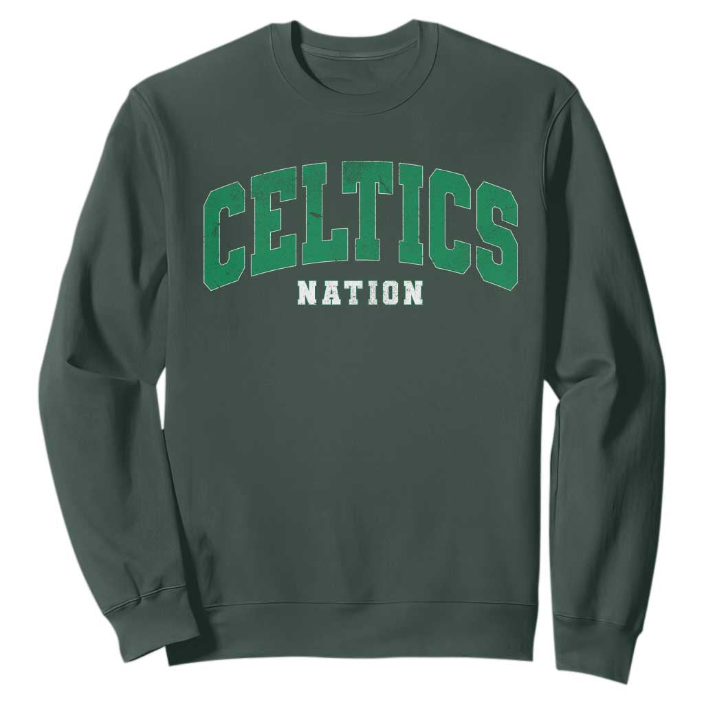 Celtic Nation Sweatshirt Sports Varsity Aesthetic Letters Cap TS11 Dark Forest Green Print Your Wear
