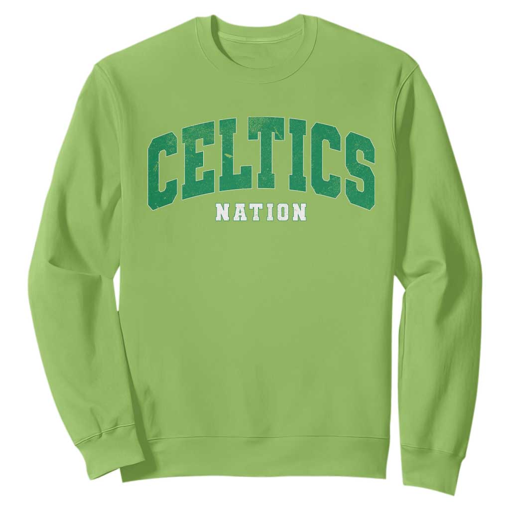 Celtic Nation Sweatshirt Sports Varsity Aesthetic Letters Cap TS11 Lime Print Your Wear