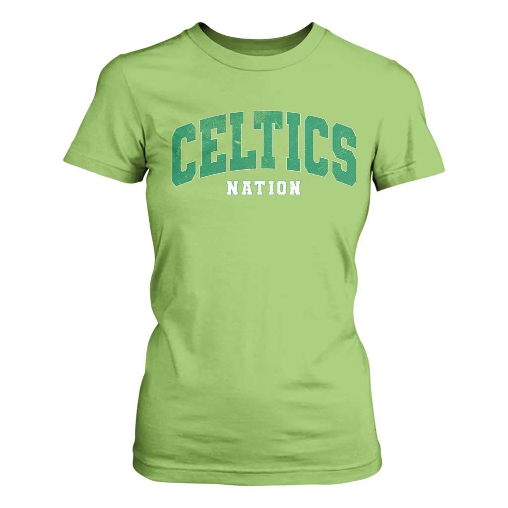 Celtic Nation T Shirt For Women Sports Varsity Aesthetic Letters Cap TS11 Lime Print Your Wear