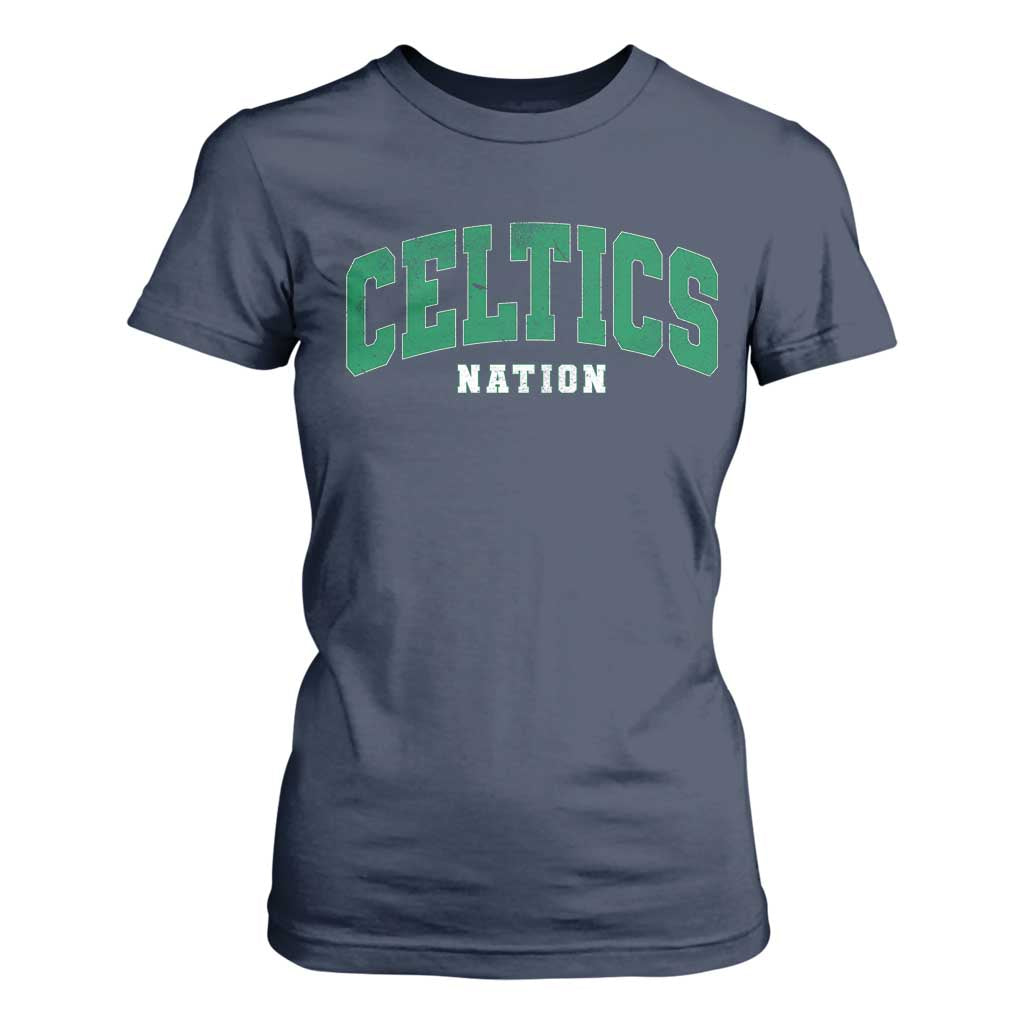 Celtic Nation T Shirt For Women Sports Varsity Aesthetic Letters Cap TS11 Navy Print Your Wear