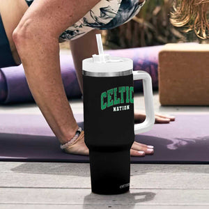 Celtic Nation Tumbler With Handle Sports Varsity Aesthetic Letters Cap TS11 Print Your Wear