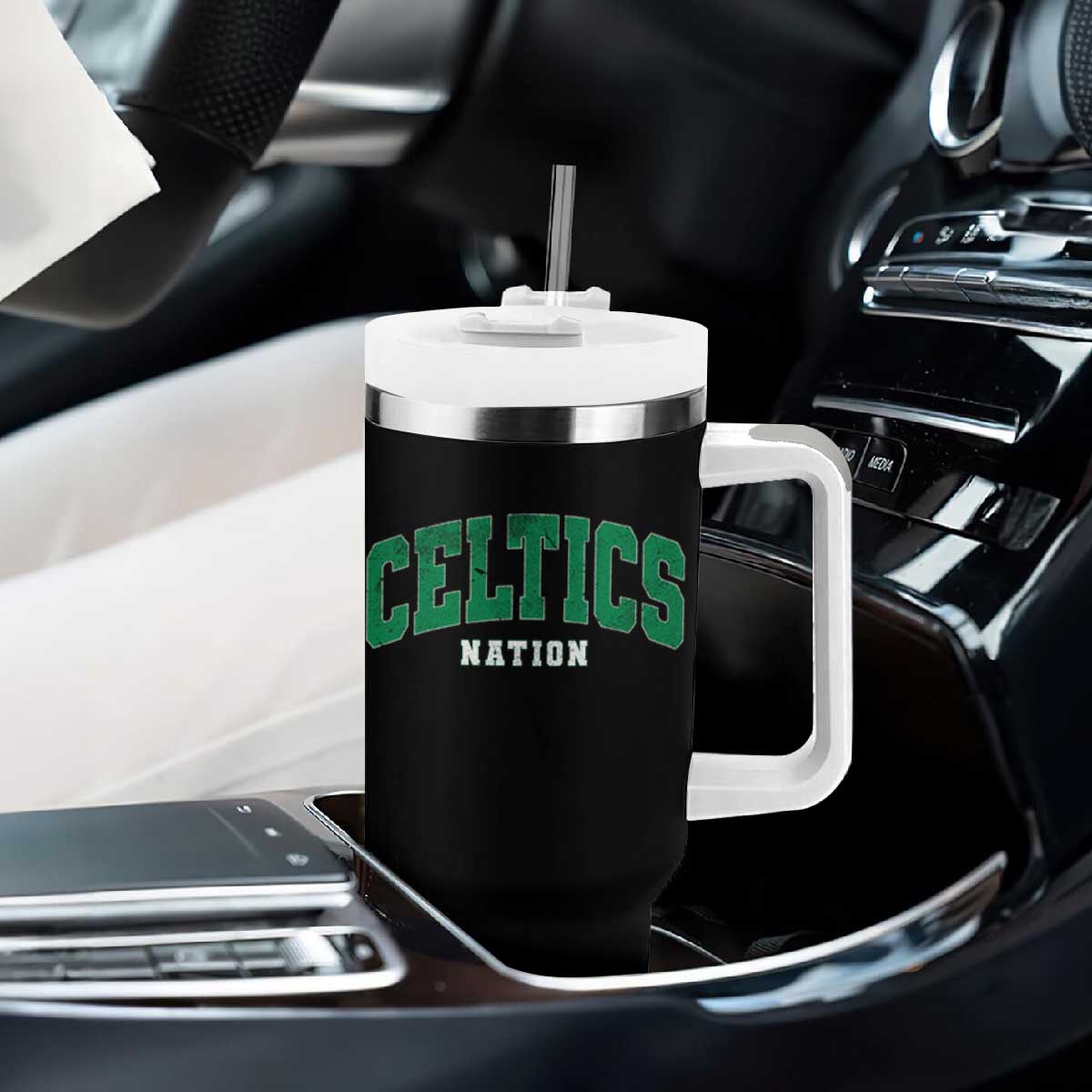 Celtic Nation Tumbler With Handle Sports Varsity Aesthetic Letters Cap TS11 Print Your Wear