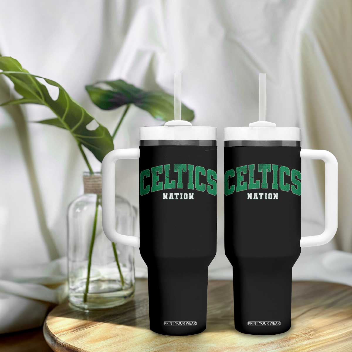 Celtic Nation Tumbler With Handle Sports Varsity Aesthetic Letters Cap TS11 Print Your Wear