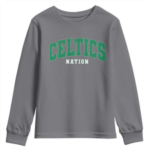Celtic Nation Youth Sweatshirt Sports Varsity Aesthetic Letters Cap TS11 Charcoal Print Your Wear