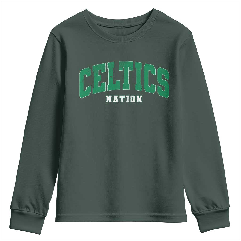 Celtic Nation Youth Sweatshirt Sports Varsity Aesthetic Letters Cap TS11 Dark Forest Green Print Your Wear