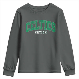 Celtic Nation Youth Sweatshirt Sports Varsity Aesthetic Letters Cap TS11 Dark Heather Print Your Wear