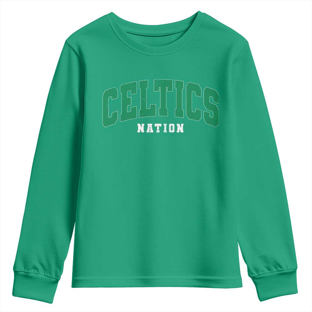 Celtic Nation Youth Sweatshirt Sports Varsity Aesthetic Letters Cap TS11 Irish Green Print Your Wear