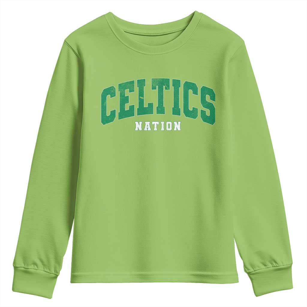 Celtic Nation Youth Sweatshirt Sports Varsity Aesthetic Letters Cap TS11 Lime Print Your Wear