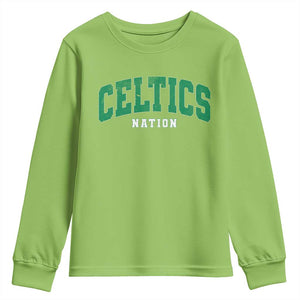 Celtic Nation Youth Sweatshirt Sports Varsity Aesthetic Letters Cap TS11 Lime Print Your Wear