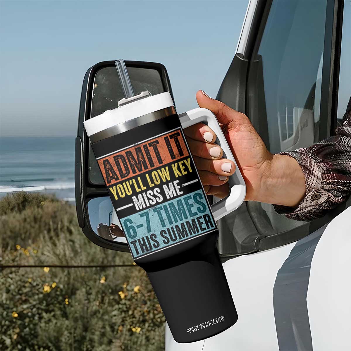 Admit It You Will Low key Miss Me 67 Times This Summer Tumbler With Handle Last Day Six Seven Meme TS11 Print Your Wear