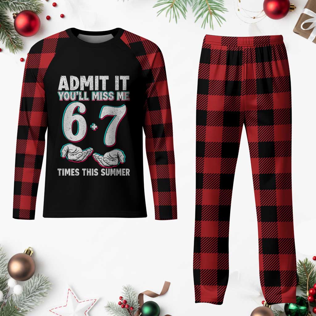 Admit It You'll Miss Me 67 Times This Summer Plaid Pajama Set Funny Last Day of School Six Seven Meme TS11 Buffalo Plaid Print Your Wear