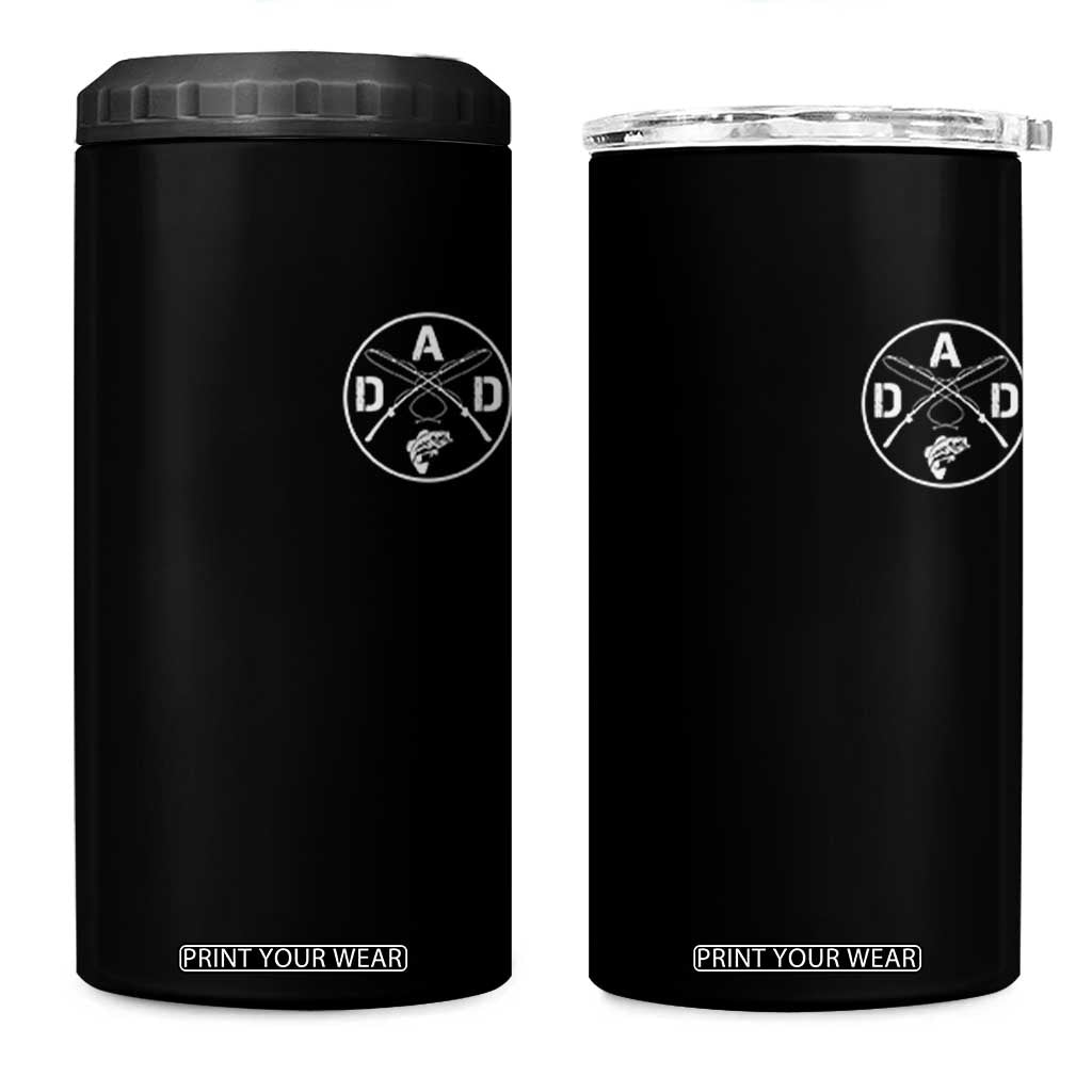 Fishing Dad 4 in 1 Can Cooler Tumbler Fisherman Fish Lover Father's Day Gift TS11 One Size: 16 oz Black Print Your Wear