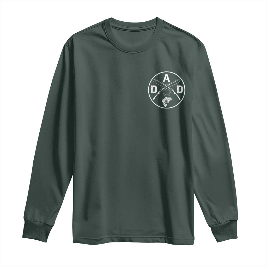Fishing Dad Long Sleeve Shirt Fisherman Fish Lover Father's Day Gift TS11 Dark Forest Green Print Your Wear