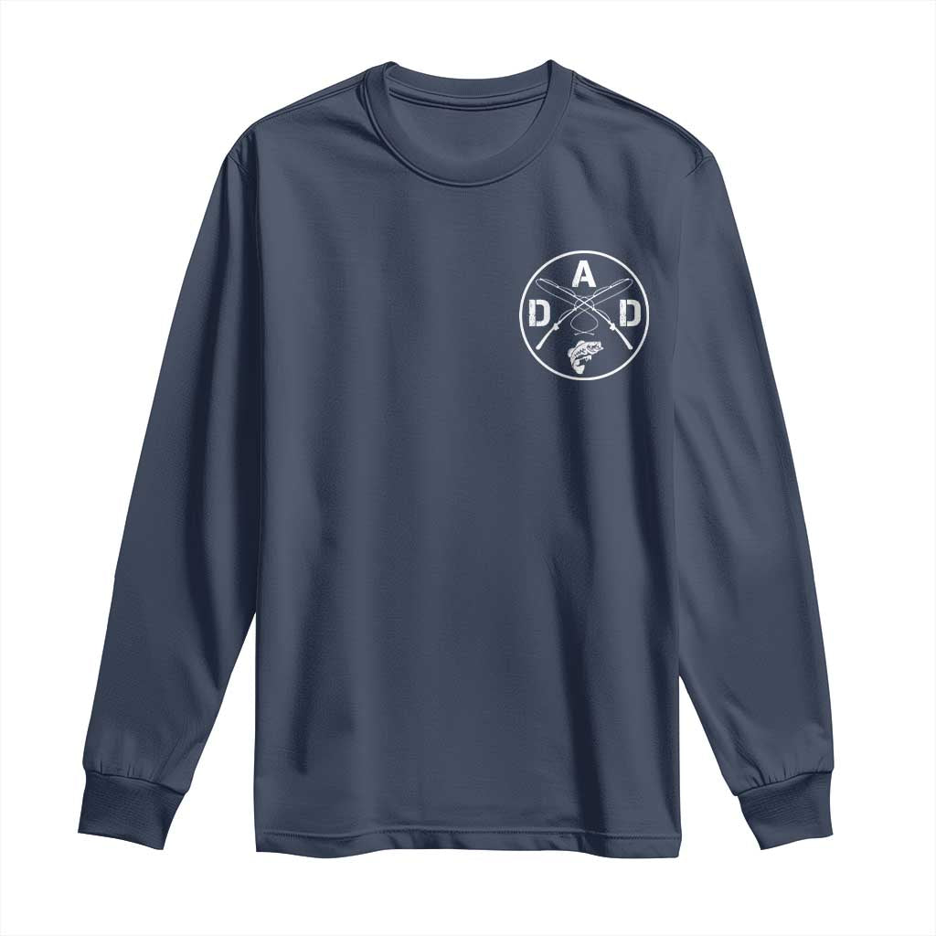Fishing Dad Long Sleeve Shirt Fisherman Fish Lover Father's Day Gift TS11 Navy Print Your Wear