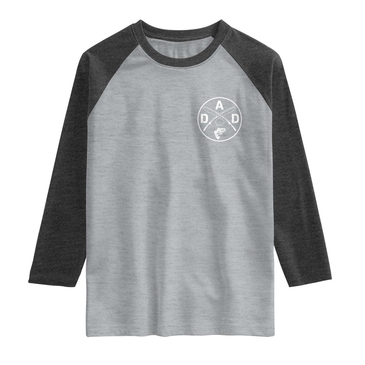 Fishing Dad Raglan Shirt Fisherman Fish Lover Father's Day Gift TS11 Heather Gray Heather Charcoal Print Your Wear