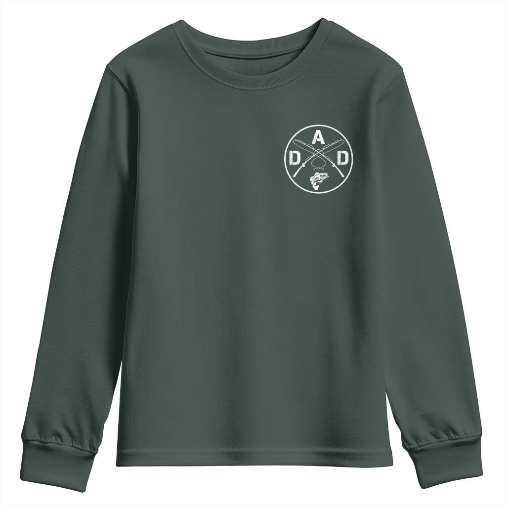 Fishing Dad Youth Sweatshirt Fisherman Fish Lover Father's Day Gift TS11 Dark Forest Green Print Your Wear