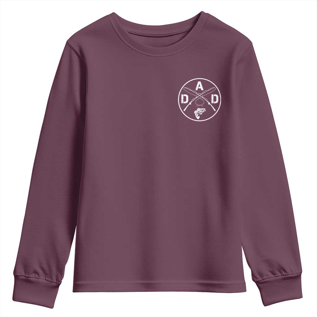 Fishing Dad Youth Sweatshirt Fisherman Fish Lover Father's Day Gift TS11 Maroon Print Your Wear