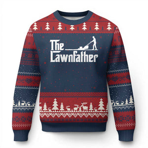 The Lawnfather Ugly Christmas Sweater Lawn Mowing Dad Gardening Fathers Day