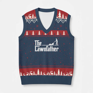 The Lawnfather V-Neck Knit Sweater Vest Lawn Mowing Dad Gardening Fathers Day