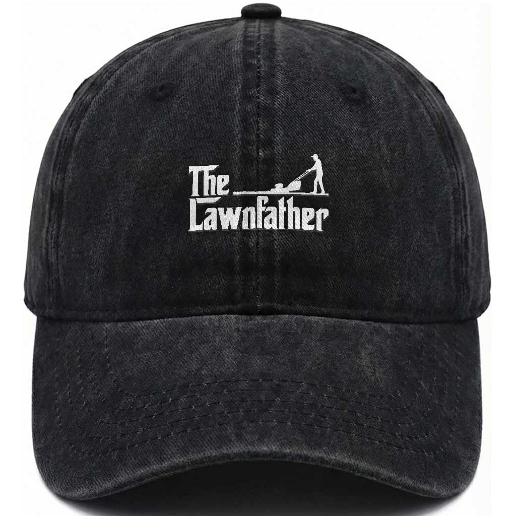 The Lawnfather Washed Cotton Baseball Cap Lawn Mowing Dad Gardening Fathers Day