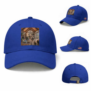 Cat Selfie with Man Funny Cat Dad Baseball Cap TS11 Baseball Cap Universal Fit Royal Blue Print Your Wear