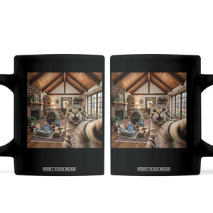 Cat Selfie with Man Funny Cat Dad Coffee Mug TS11 Black Print Your Wear
