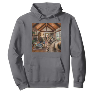 Cat Selfie with Man Funny Cat Dad Hoodie TS11 Charcoal Print Your Wear