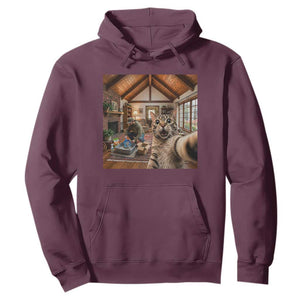Cat Selfie with Man Funny Cat Dad Hoodie TS11 Maroon Print Your Wear