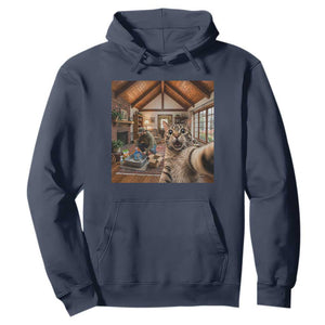 Cat Selfie with Man Funny Cat Dad Hoodie TS11 Navy Print Your Wear