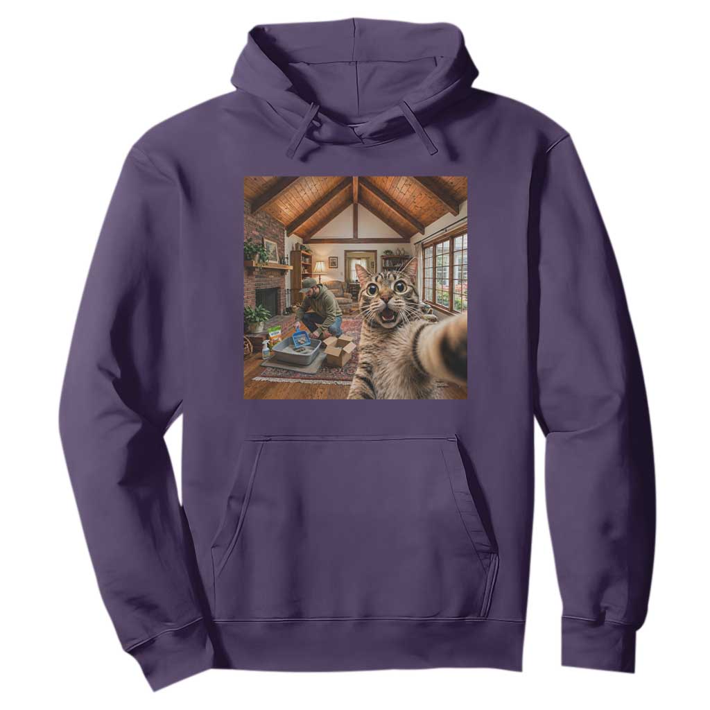 Cat Selfie with Man Funny Cat Dad Hoodie TS11 Purple Print Your Wear