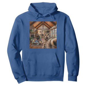 Cat Selfie with Man Funny Cat Dad Hoodie TS11 Royal Blue Print Your Wear